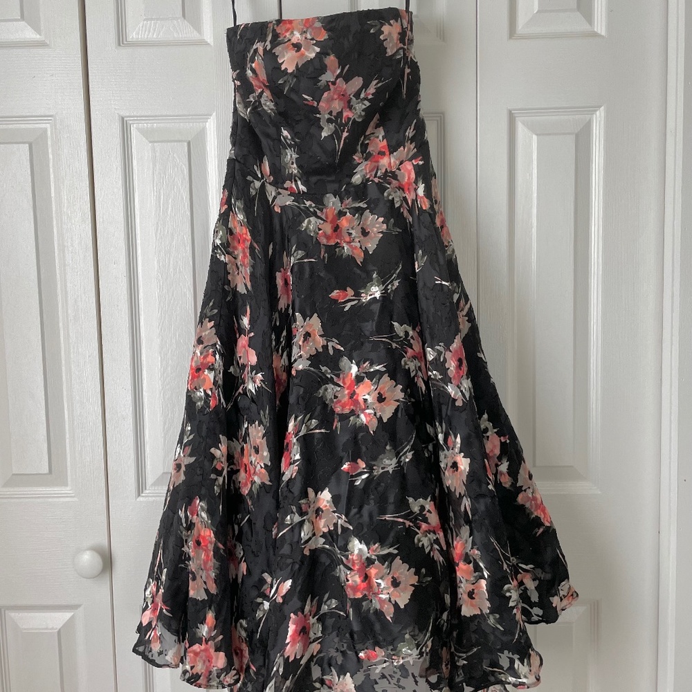 White House Black Market strapless floral dress